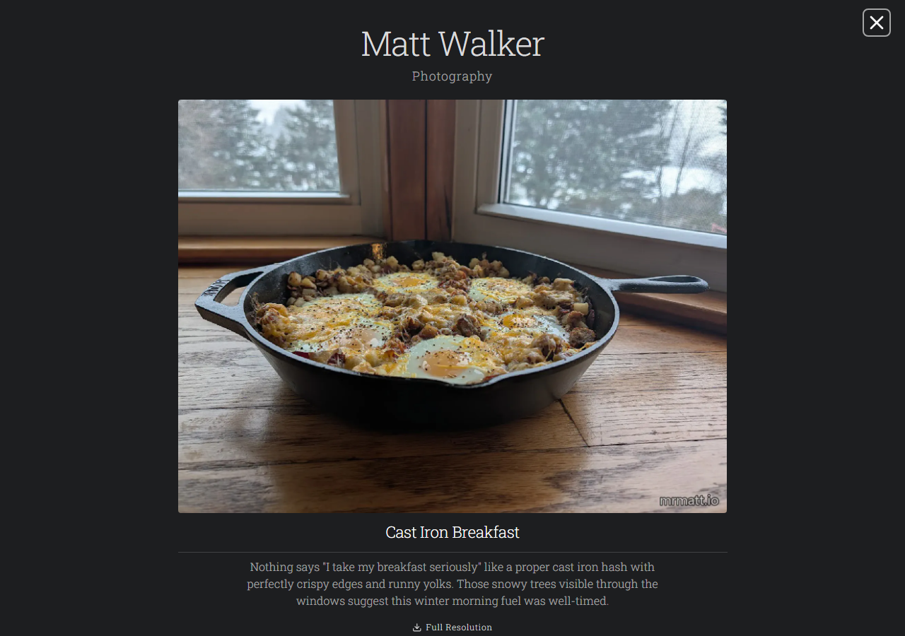 The lightbox— photo with AI-generated title and description below